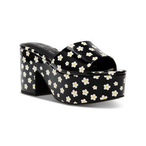 WILD PAIR Womens Black 2" Platform Melborne Block Heel Slip On Heeled Sandal 8 M
